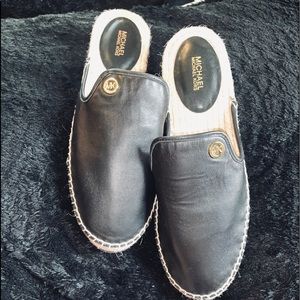 Micheal Kors black leather Espadrille Sandal . NWT